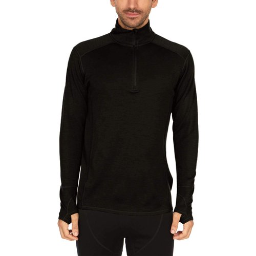 100% Merino Wool - Men’s Midweight Quarter Zip - Warm Pullover - Midlayer - Black - Small