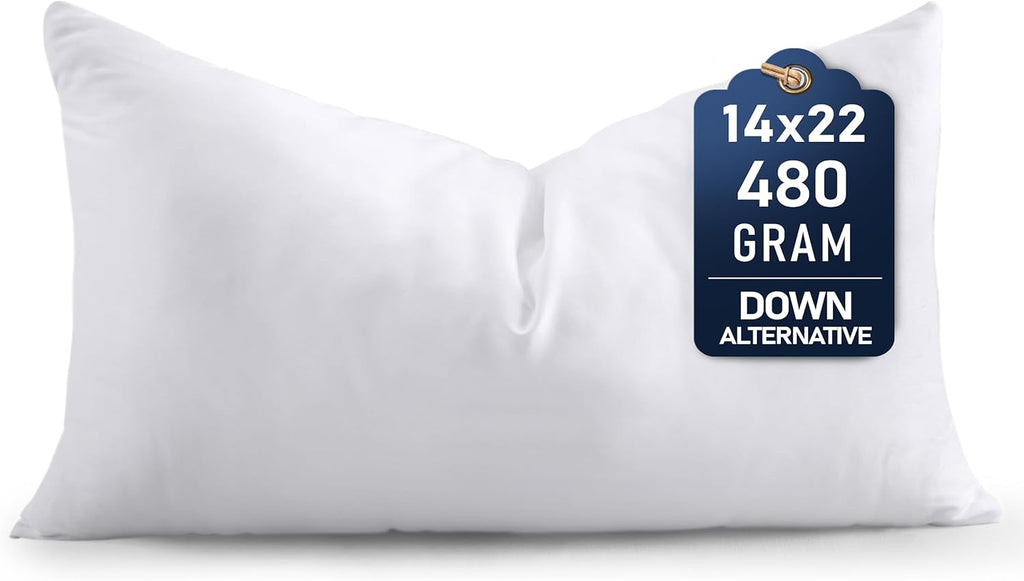 Utopia Bedding Throw Pillow - Fluffy Down Alternative Cushion for Bed & Sofa | 14 x 22 Inches, White
