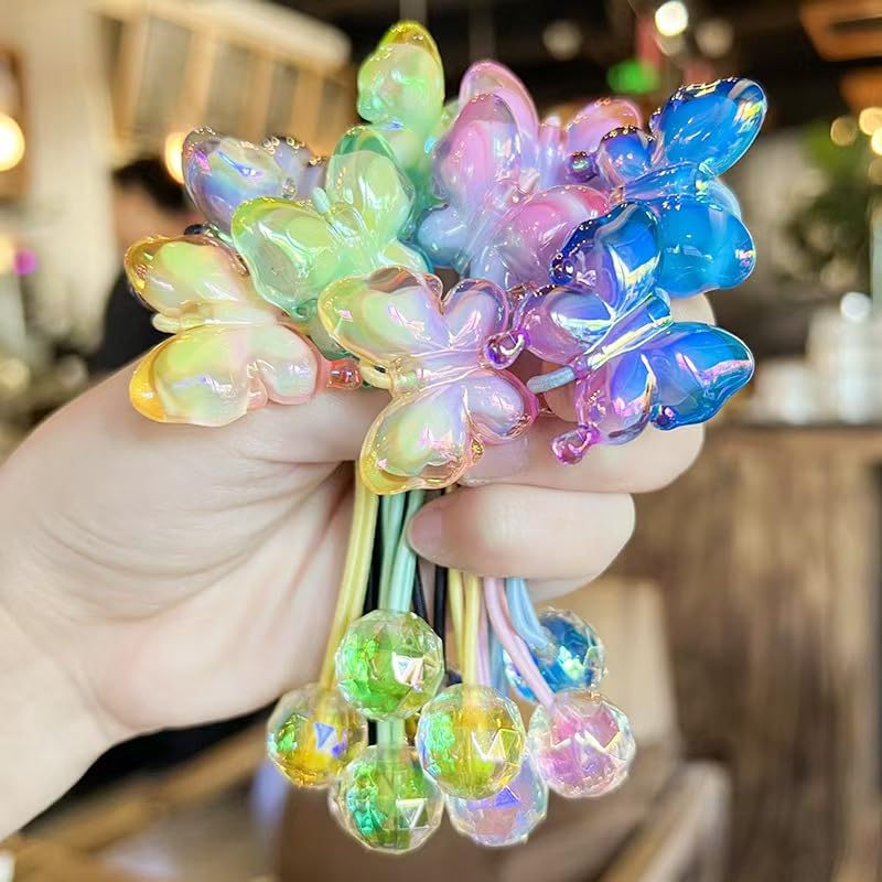KUNHEHO Butterfly Elastic Hair Ties 10-Count Pain-Free Ponytail Holders