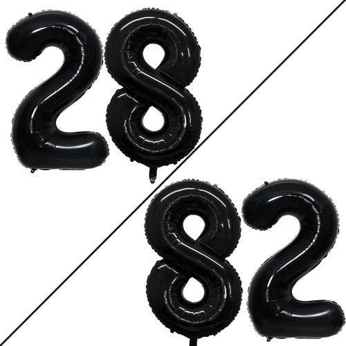 GOER Jumbo 28-Inch Black Foil Balloons - Perfect for 28th Birthday Party Decorations | Helium-Ready
