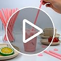 120PCS Heart Shaped Pink Straws - Individually Wrapped Disposable Straws for Parties