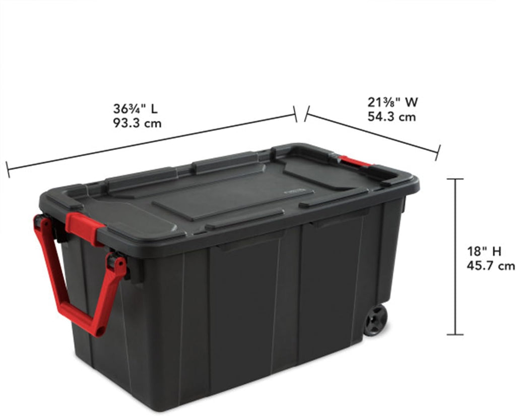 Sterilite Wheeled Tote - Durable 40 Gallon Storage Container in Black | Perfect for Organizing