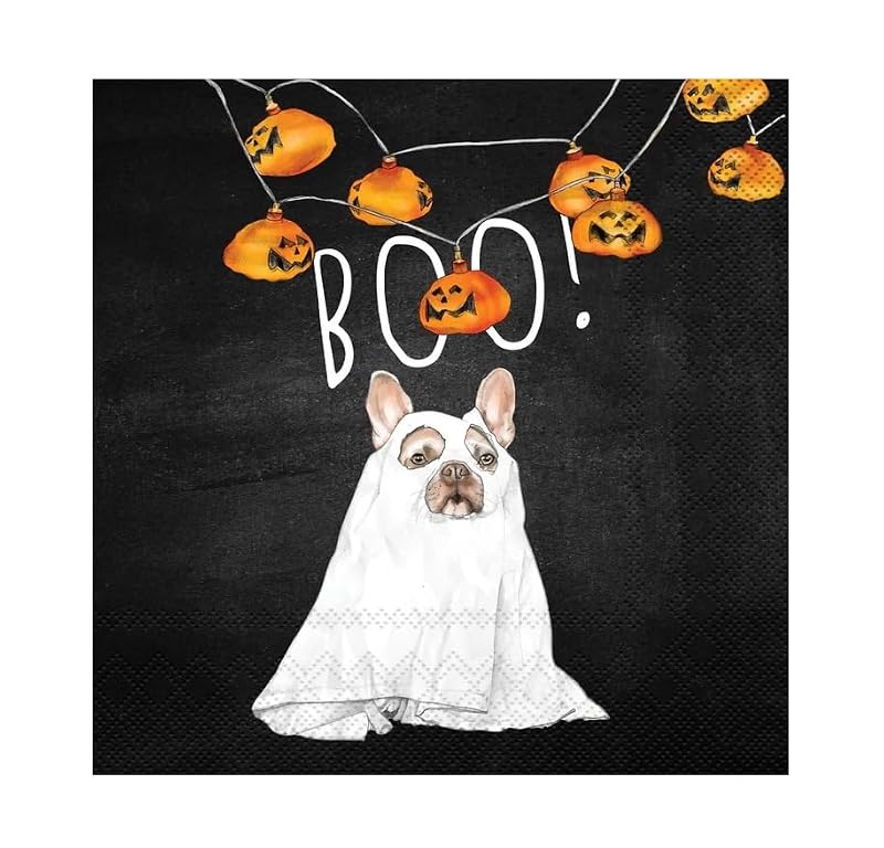 IHR Cocktail Napkins 5x5" Boo Dog 20-Count, 3-Ply Paper