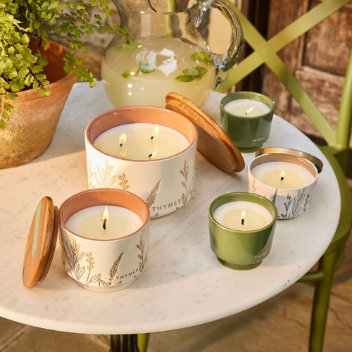 Thymes Citronella Grove - Outdoor Citronella Candles for Patio with Scent Notes of Olive Leaf & Lemongrass - Backyard Essentials - Decorative Citronella Candles Outdoor Decor (Medium, 10 oz)
