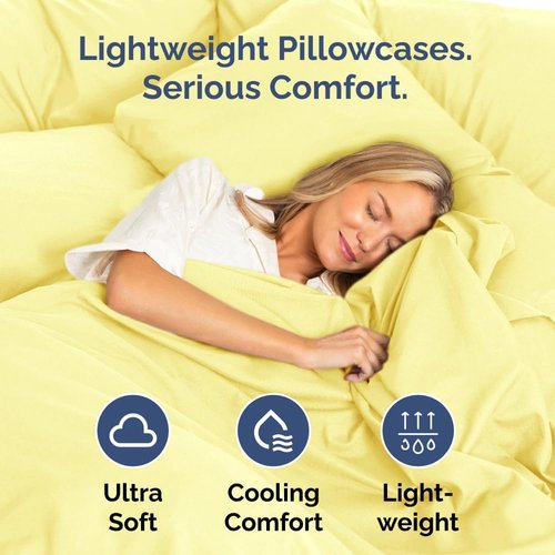 King Pillow Cases by [Brand Name] - Ultra Soft Hotel Quality Covers | Cozy, Wrinkle-Free & Fade Resistant - Yellow, 2-Piece Set