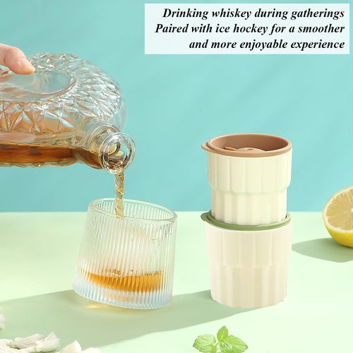 Kyraton Ice Molds Set 4 Pack, 2inch Plastics Round Ice Cube Mold, Ice Ball Maker Mold, Stackable Puck Maker, Easy Release, Mixing Colours