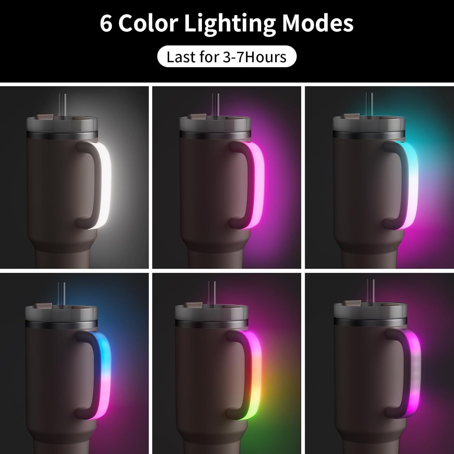 Stanley | LED Light-Up Tumbler Handle - Comfortable Grip for 40oz/30oz Cups | Rose Quartz Color