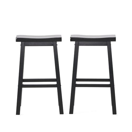 Christopher Knight Home Pomeroy 24" Saddle Stools, 2-Pcs Set, Black