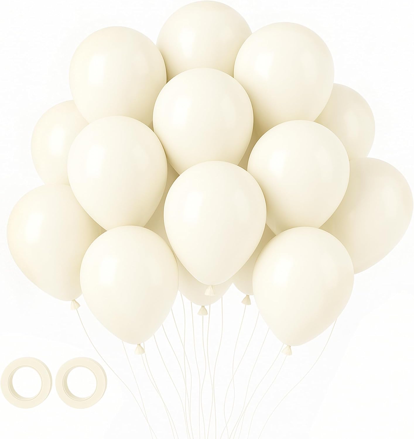 Voircoloria 105-Piece Ivory Latex Balloons - 12-Inch for Birthday, Baby Shower & Wedding Decor