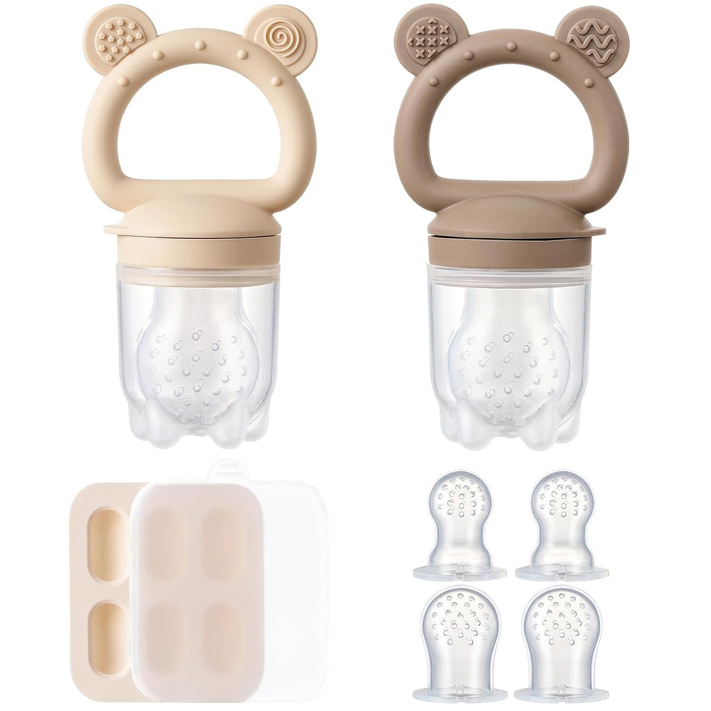 Skiennix 2 Pack Silicone Baby Fruit Feeder - Mini Freezer Tray & Breastmilk Popsicle Molds for Teething Relief | Safe Infant Self-Feeding