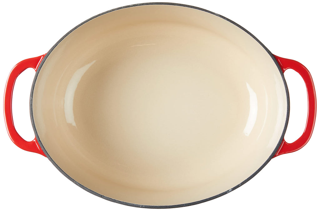 Lodge Oval Dutch Oven - Enameled Cast Iron Oval Dutch Oven with Lid - Family Size Cooking Pot with Dual Handles for Sourdough Bread Baking & Everyday Cooking - 7 Quart - Red