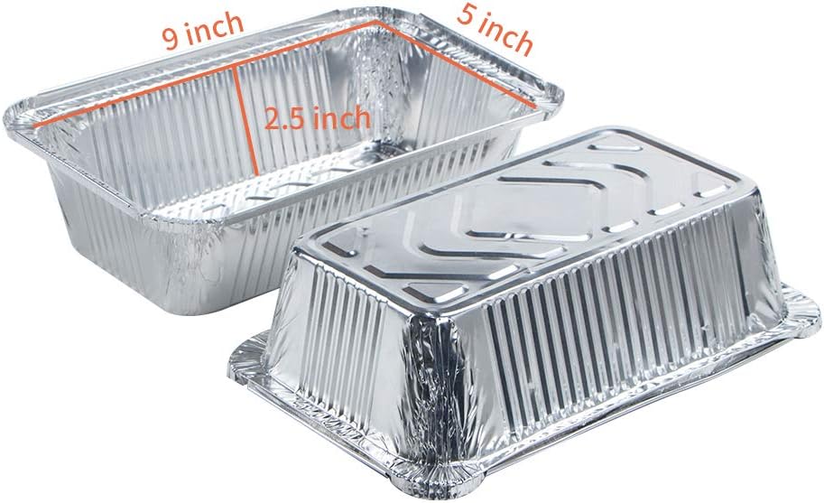 Webake Large Aluminum Foil Bread Pans - 9 x 5 Inch Disposable Baking Containers | Pack of 30 with Lids
