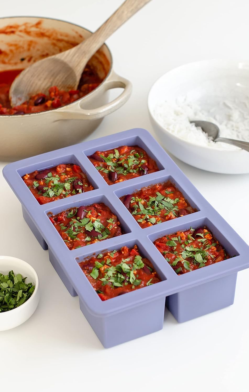 W&P Cup Cubes Silicone Freezer Tray - Blue 1-Cup Portion Maker for Soup, Broth & Leftovers