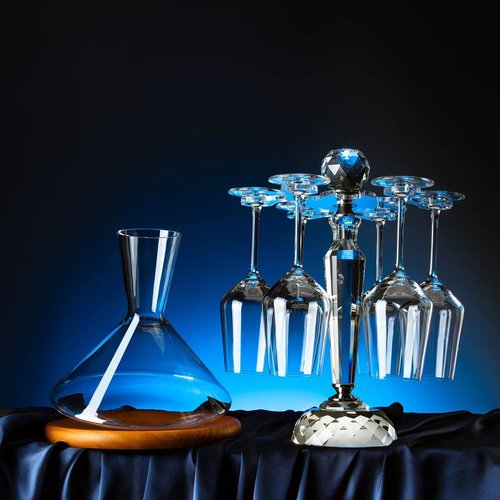 SHTWX Elegant Desktop Crystal Glass Stemware Rack/Rotate 8 Wine Glass Storage Holder Stand Air Drying Rack