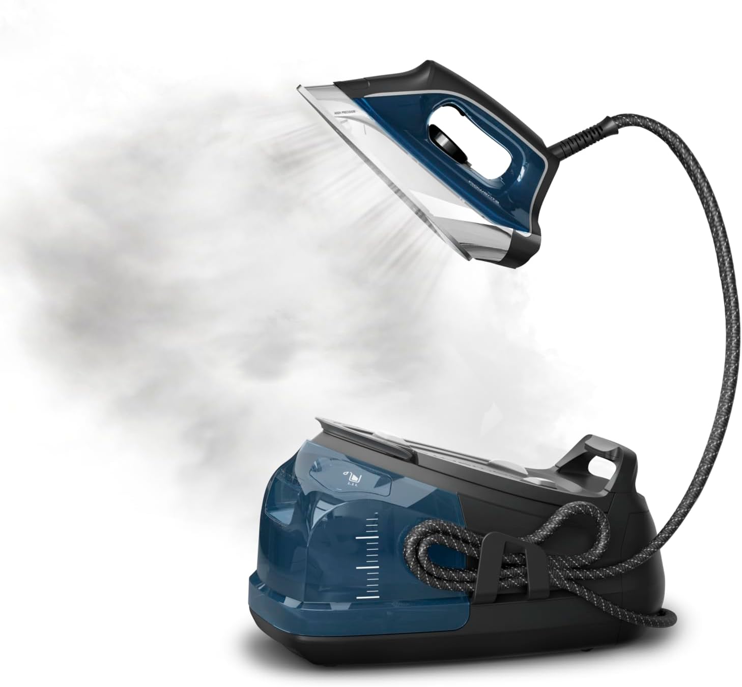 Rowenta Professional Iron Steamer - Fast Heat Up, 1.1L Removable Tank, Stainless Steel Soleplate | Blue DG8624