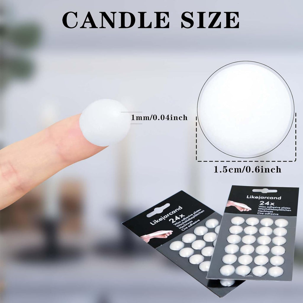 Skiennix 24 Adhesive Candle Holders - White Taper Candle Grips for Secure Placement