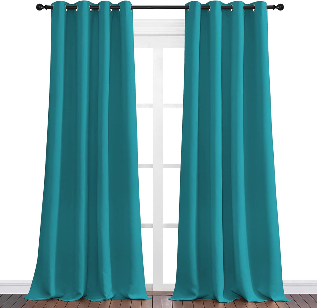 NICETOWN Blackout Curtains - 96 Inch Thermal Insulated Grommet Panels for Elegant Bedrooms | Peacock Teal, 2 Pieces