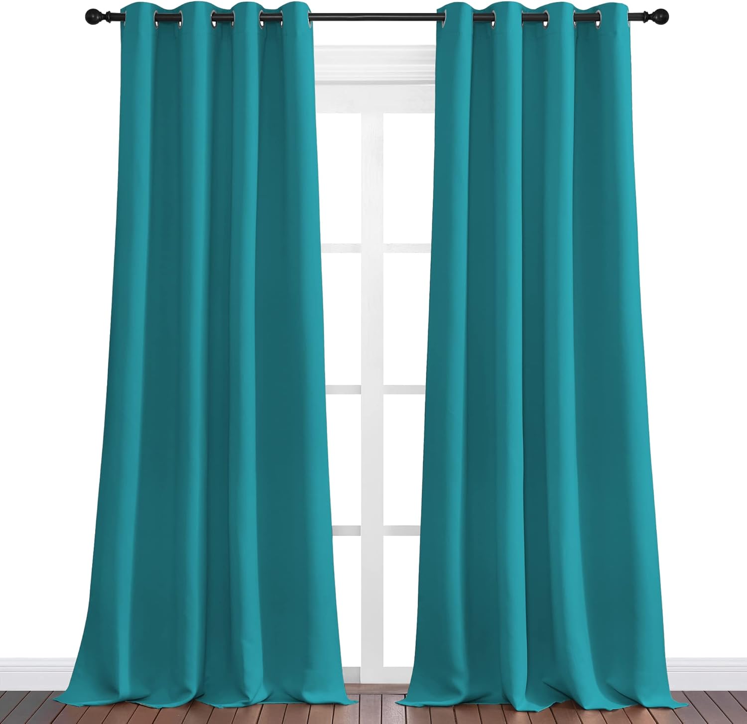 NICETOWN Blackout Curtains - 96 Inch Thermal Insulated Grommet Panels for Elegant Bedrooms | Peacock Teal, 2 Pieces