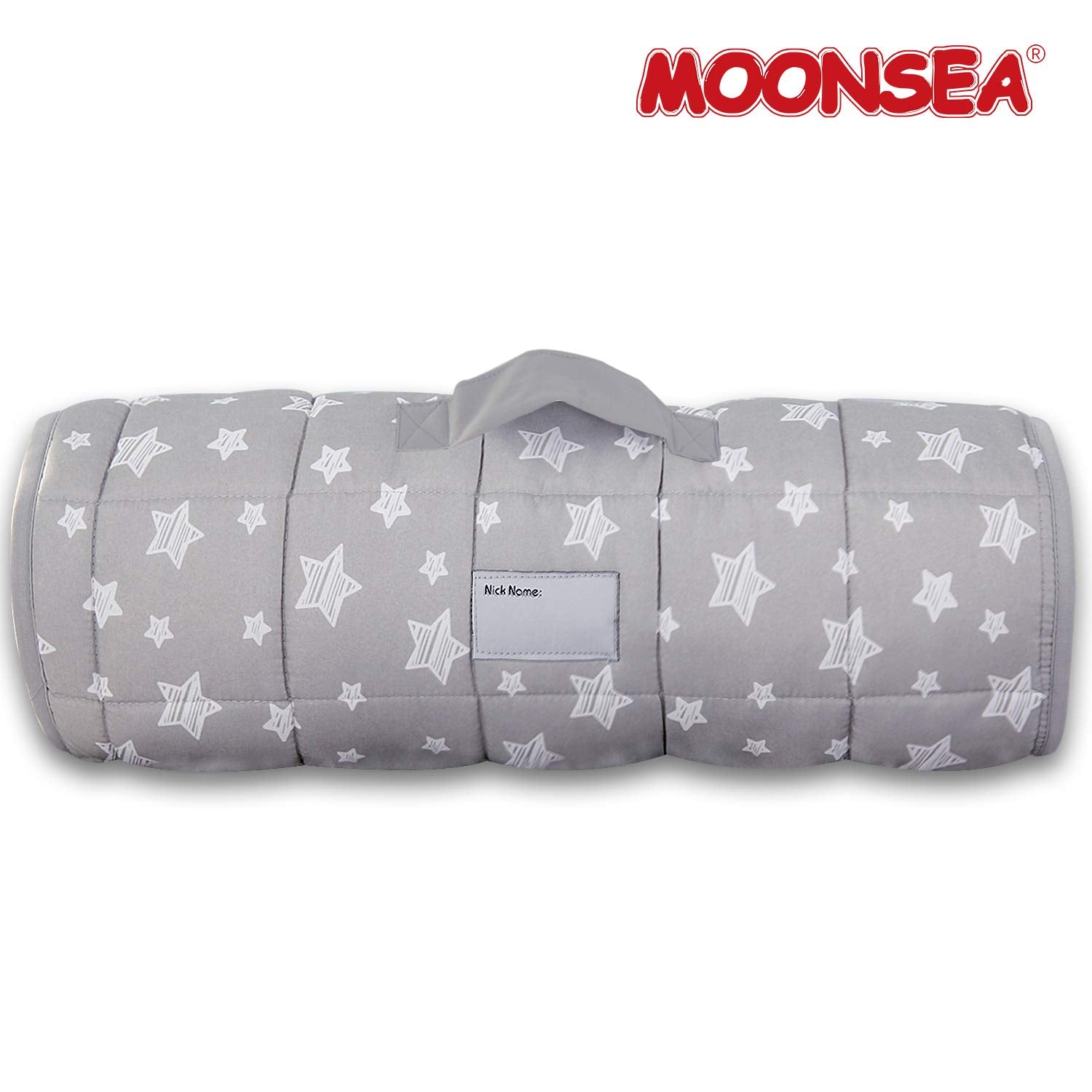 Moonsea Toddler Nap Mat with Pillow and Fleece Minky Blanket Grey, Lightweight and Soft Perfect for Toddlers Preschool, Daycare, Travel Sleeping Bag for Girls, 21" x 50" Fit on a Standard Cot