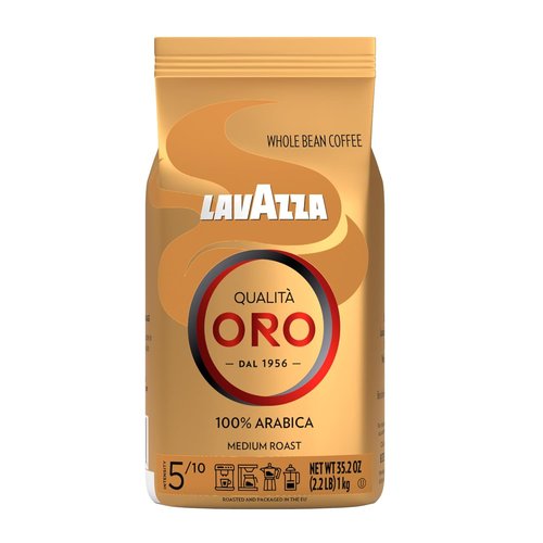Lavazza Qualità Oro Whole Bean Coffee - Medium Roast, 100% Arabica, Fruity & Aromatic, 2.2 lb