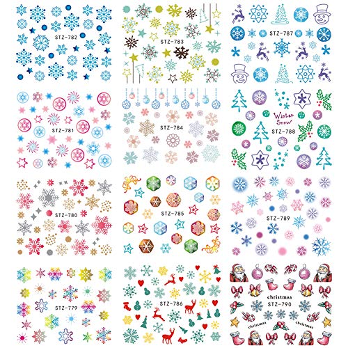 Christmas Nail Art Decals - 30 Sheets Holographic Water Transfer Stickers