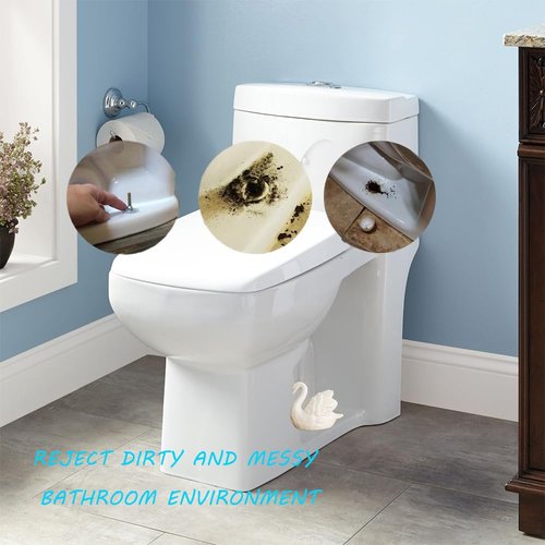 2PCS Toilet Bolt Covers Decorative, Ceramic Toilet Bolt Caps Decorative, Funny Toilets Screw Cover Caps, Lovely Swan Toilets Bowl Bolt Covers, Easy Installation Bathroom Accessories (White)
