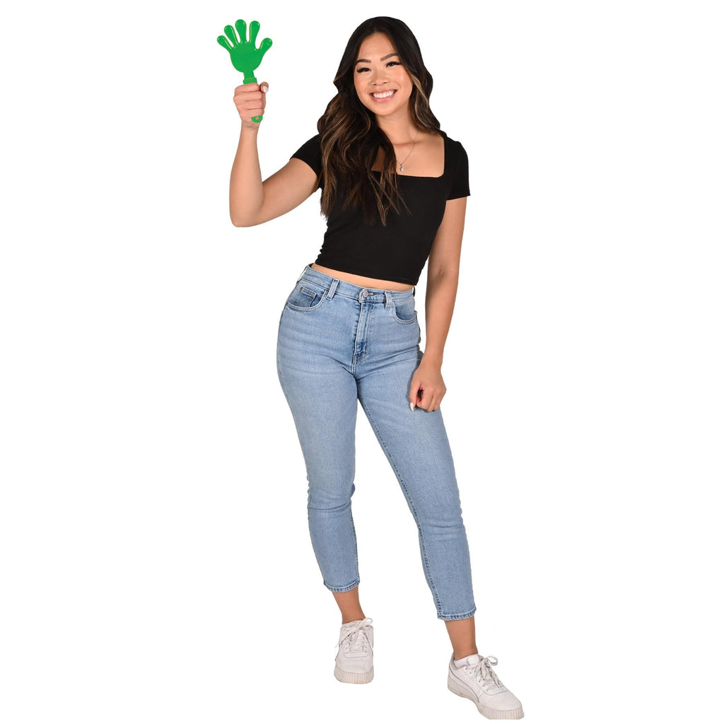 Beistle Giant Hand Clappers – 2 Pack, Green Plastic Loud Noise Makers for Sports Celebrations, Pep Rallies, Team Party Handouts, Tailgates, and Spirit Events, 15"