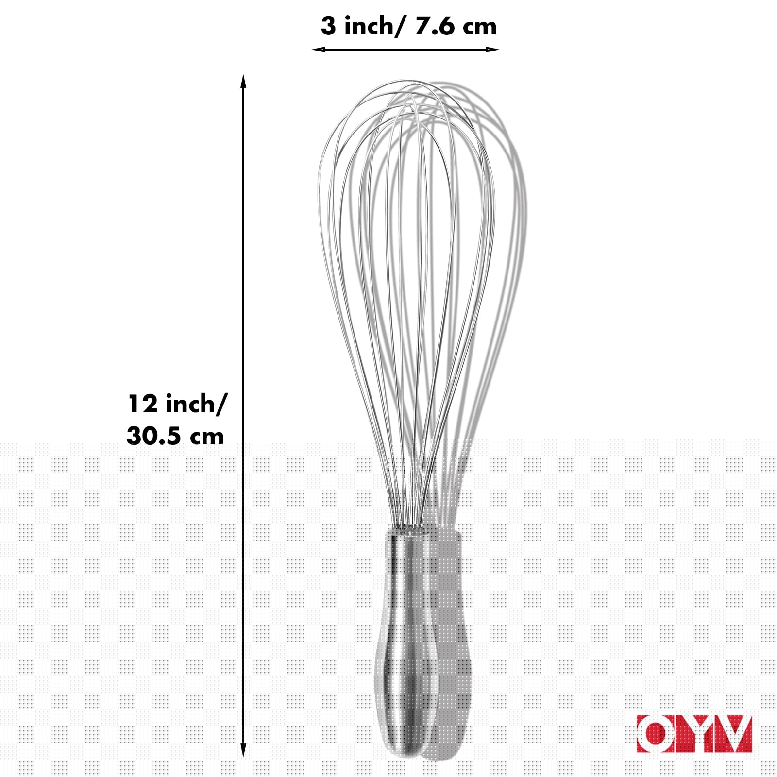 OYV 12" Whisk for Cooking, Ergonomic Handle, Dishwasher Safe 18/10 Stainless Steel Whisk, Professional Kitchen Wire Whisk, Perfect for Blending, Whisking, Baking, and Beating