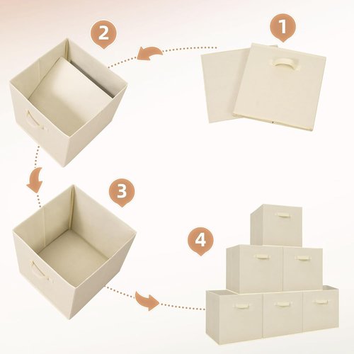 **Storage Maniac 13-Inch Collapsible Storage Cubes - 10-Pack Durable Fabric Bins for Organization | Beige**