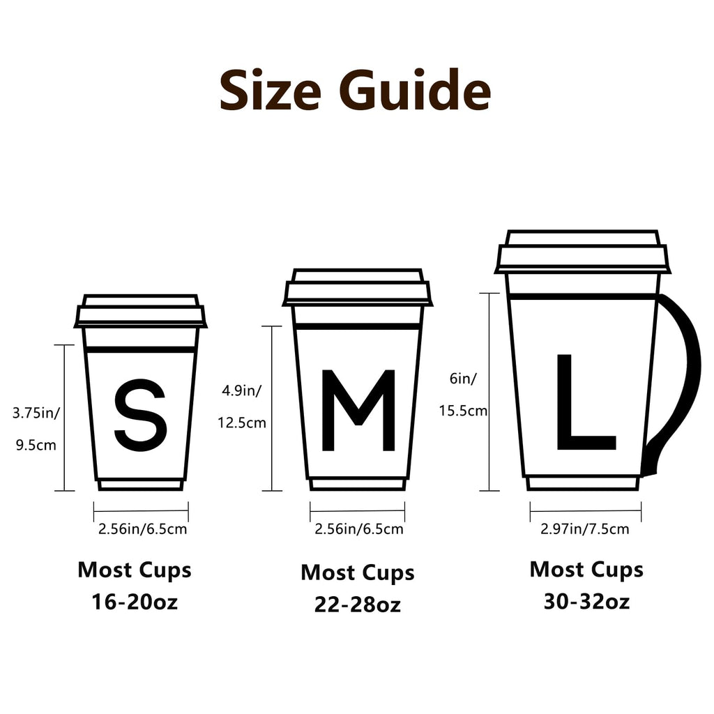 Reusable Neoprene Insulator Sleeve for Iced Coffee & Cold Soda, Coffee Sleeves for Iced & Hot Drinks, Cold Beverage Cooler Compatible with Starbucks, Dunkin (Flower Power, Large: 32oz)