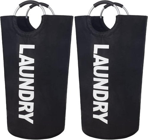 90L Waterproof Laundry Basket by [Brand Name] - Durable Hamper with Foam Handles | Black, 2 Pack