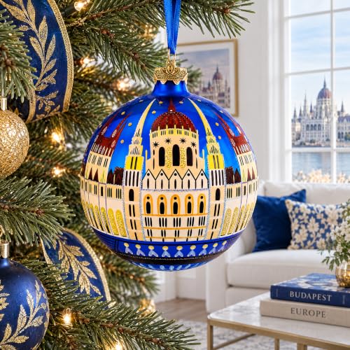 Hungary Budapest Parliament Glass Ball Christmas Ornament 4 Inches - Hand-Painted Europe Craft