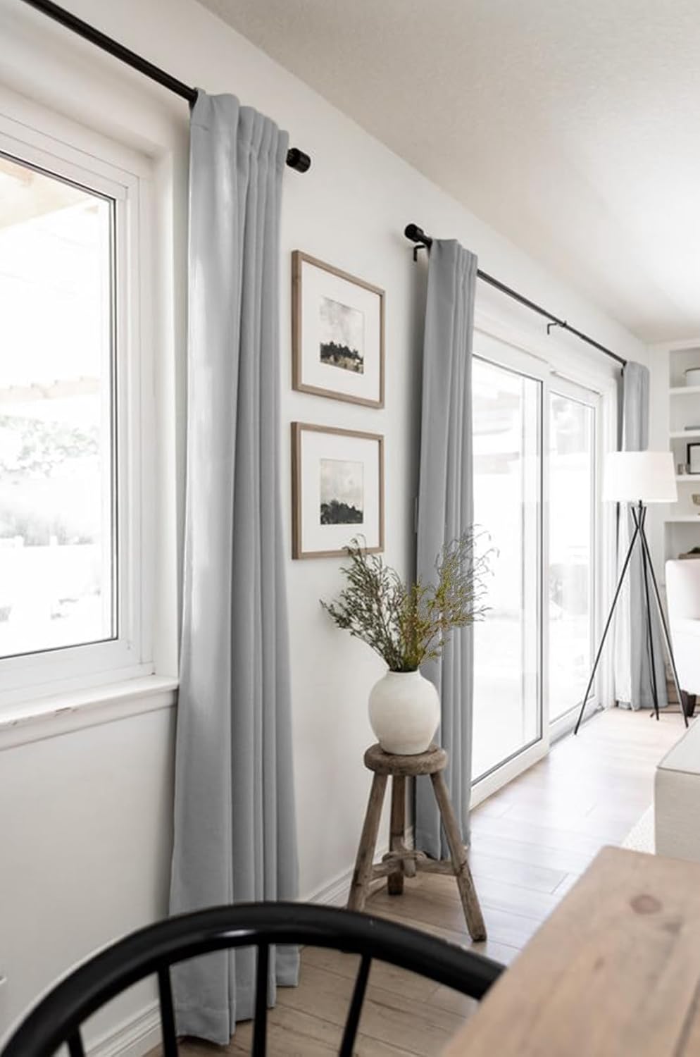 Skiennix 100% Blackout Linen Curtains - Thermal Insulated Drapes, 2 Panels Set, 50" W x 96" L, Grey