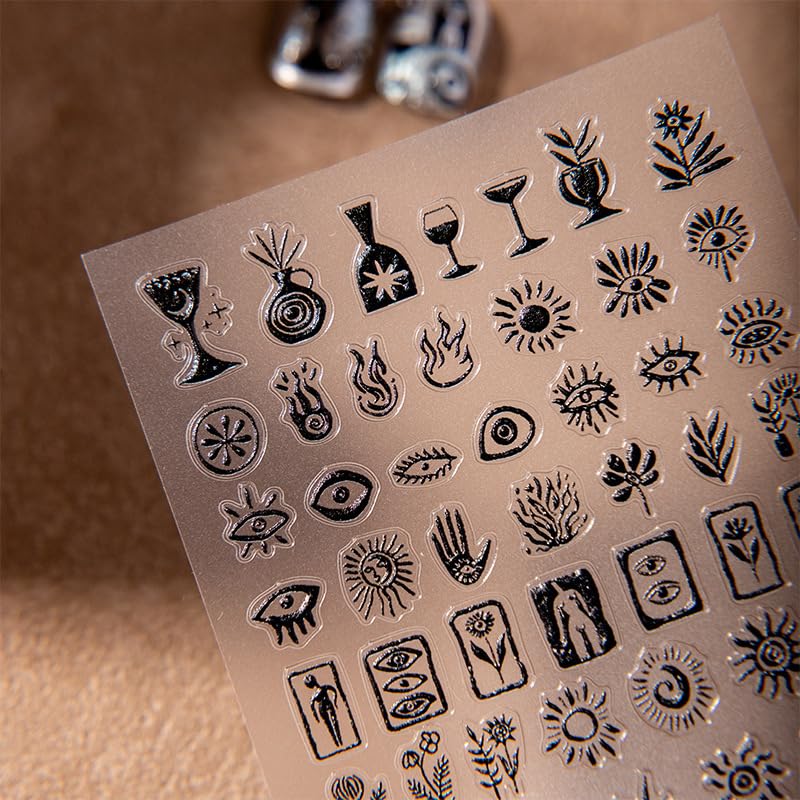 5D Embossed Vintage Nail Art Stickers Self-Adhesive Goth Decals