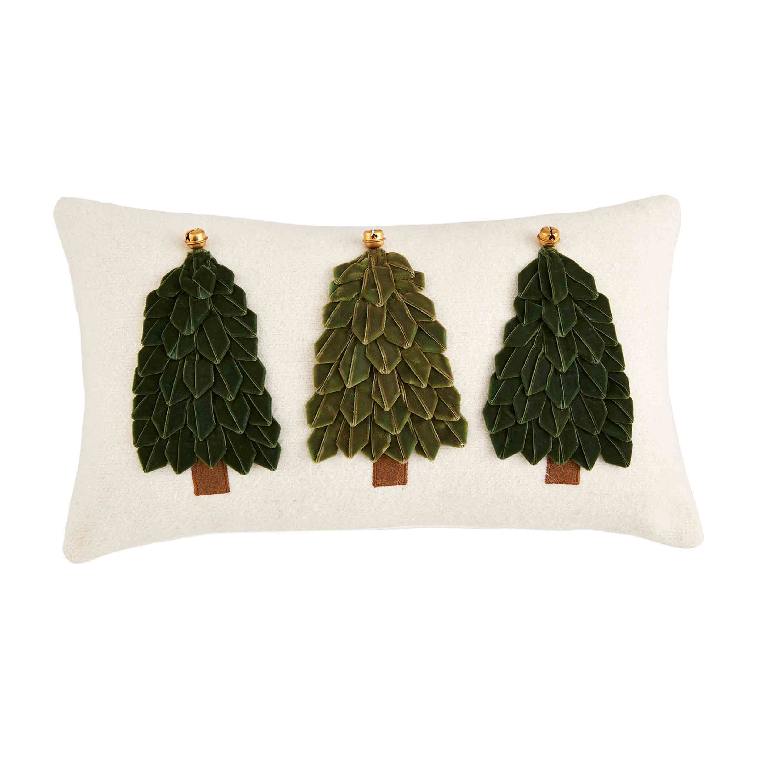 Mud Pie Velvet Ribbon Tree Pillow, Lumbar, 16" x 9"
