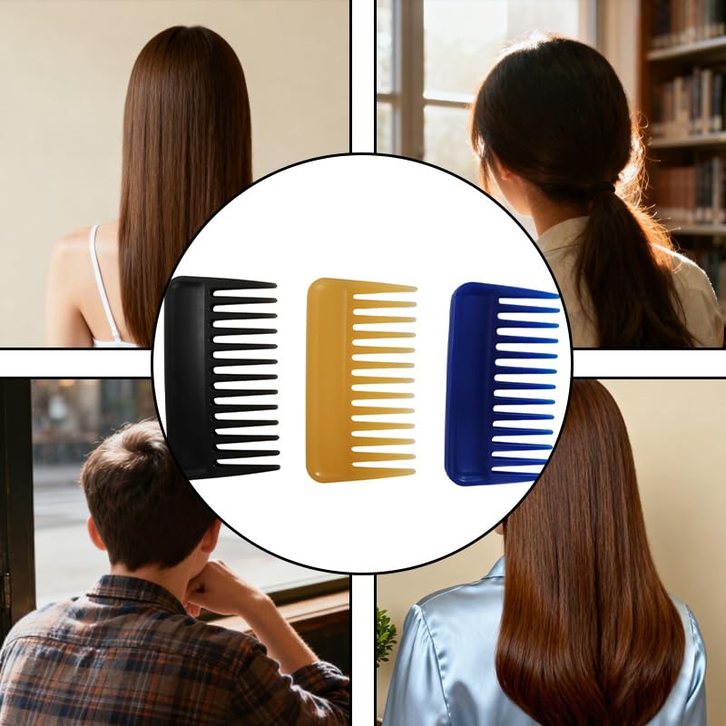 3Pcs Wide Tooth Mini Travel Hair Combs Pocket Shower Combs Set