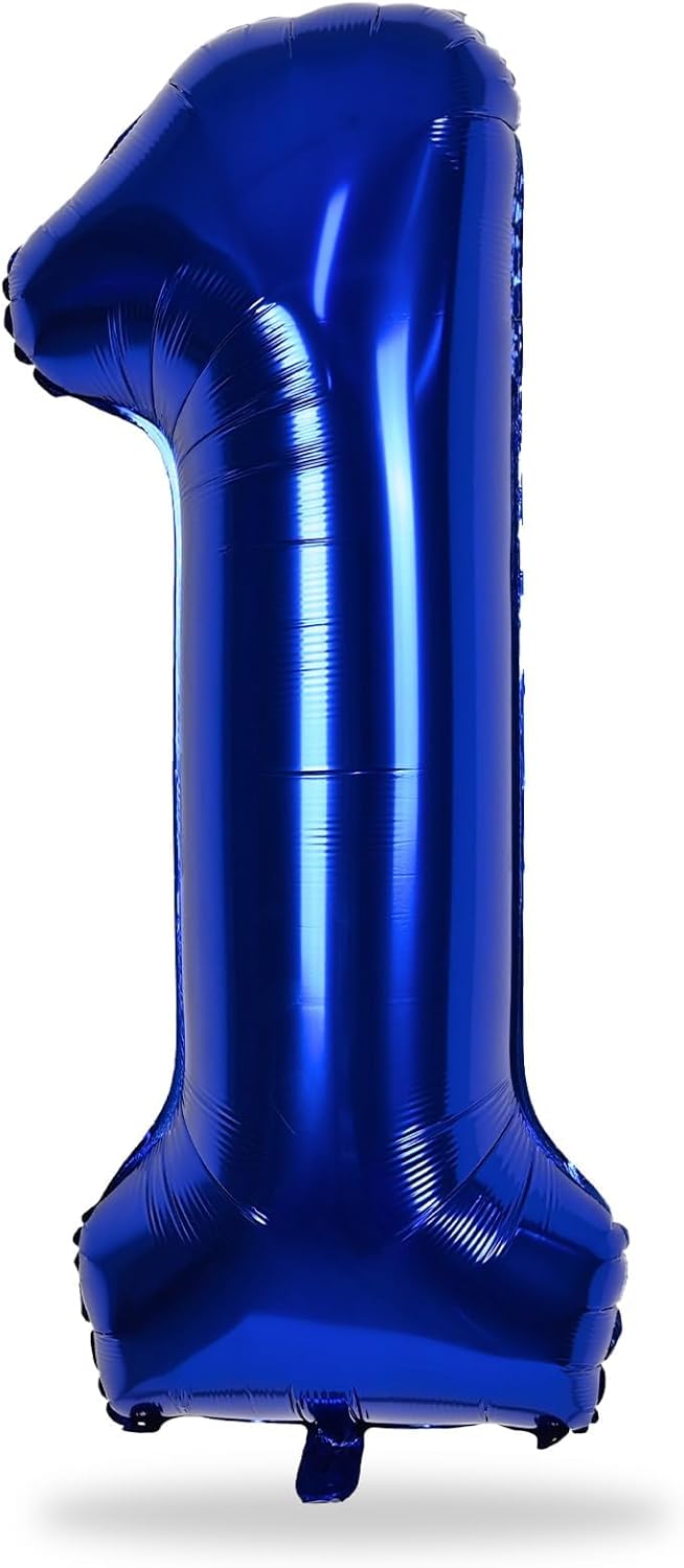 Skiennix Navy Blue Number 1 Balloons - 40" Large Dark Blue Foil Helium Balloons for 1st & 10th Birthday Celebrations