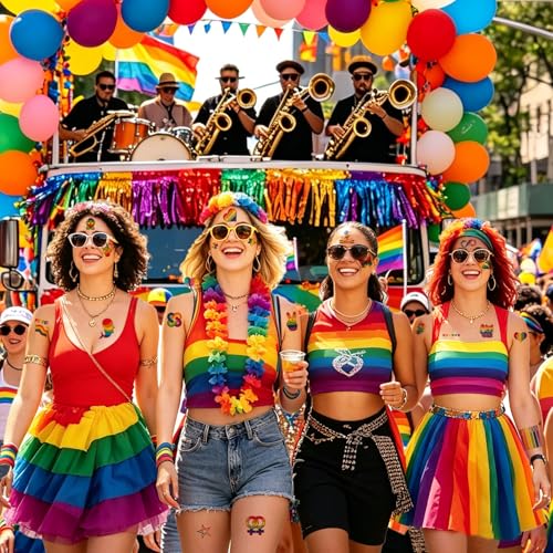 Pride Temporary Tattoos - 20 Sheets LGBT Rainbow Stickers for Adults