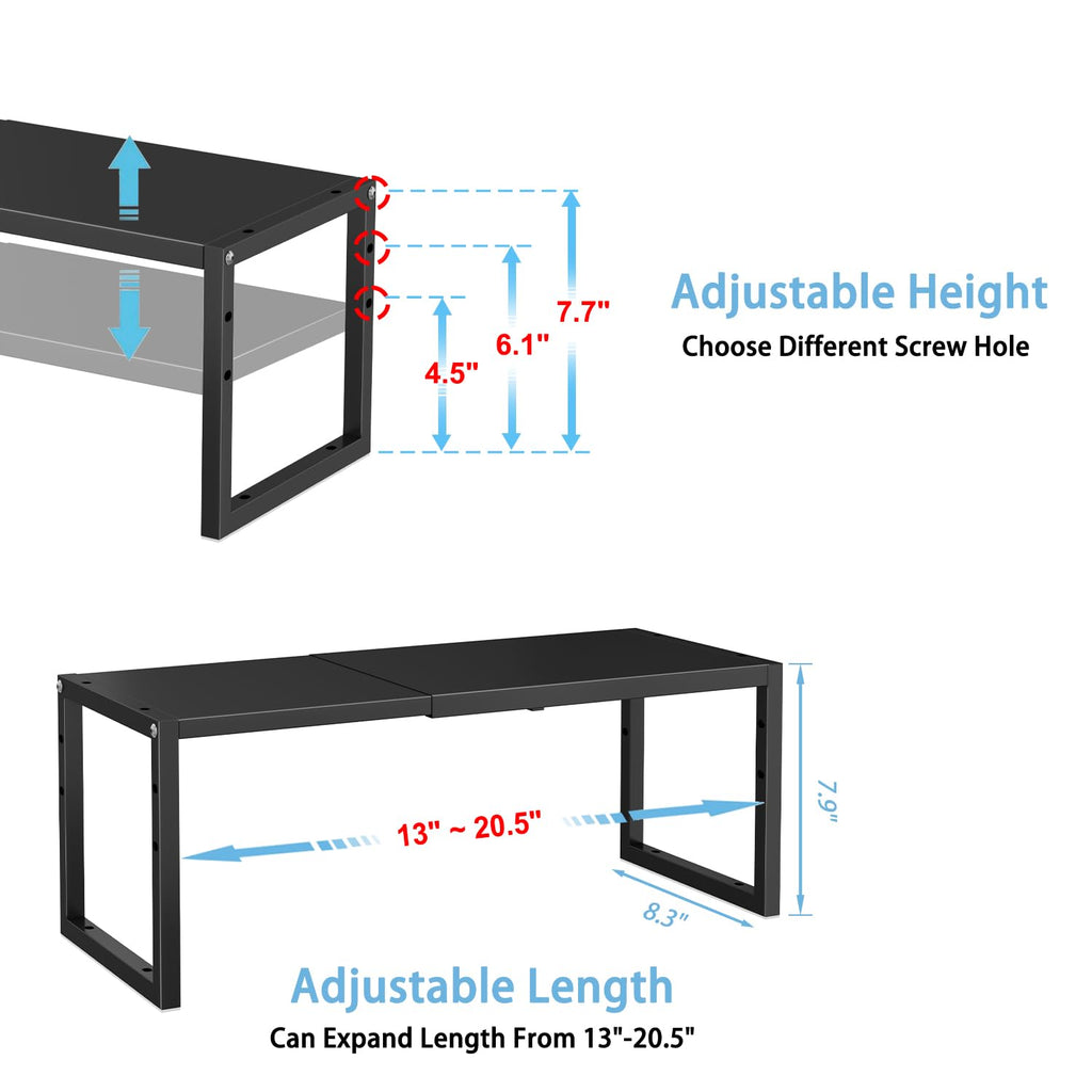 2 Pack Expandable Kitchen Cabinet Shelves Organizer,Heavy Duty Metal Shelving Units and Storage,Stackable Adjustable Kitchen Storage Organization Shelves Rack for Counter Cupboard Pantry,Length:20.5"