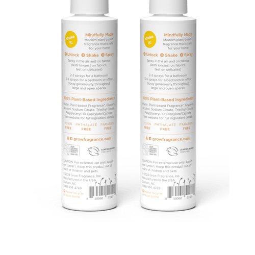 Grow Fragrance 100% Plant-Based Air Freshener Spray | Freshen Fabric & Rooms | Golden Grove Scent - Citrus, Fruits, Watery Green Notes | Made with Natural Essential Oils - 2 Pack, 5 oz each