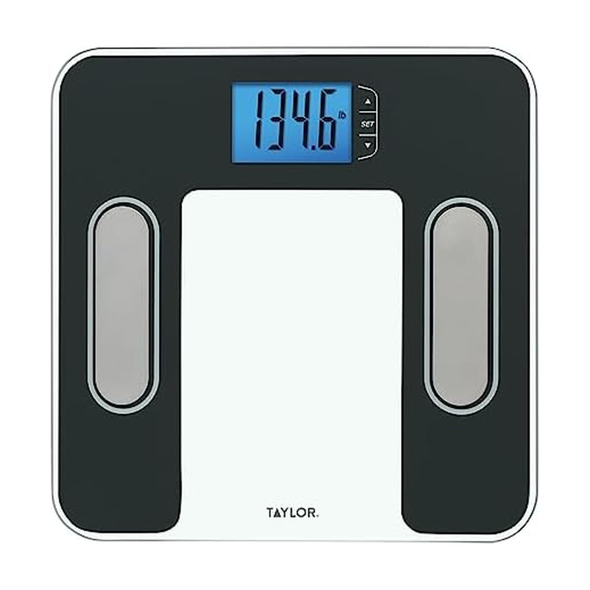 Taylor Digital Glass Body Composition Scale, Bathroom Scale for Body Weight, Measures Body Fat, Body Water, Muscle Mass and BMI, 10-User Recognition, FSA HSA Eligible, 400 lb Capacity, White and Black