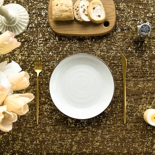 Horaldaily Black Gold Tablecloth 60x84 Inch for Weddings & Events