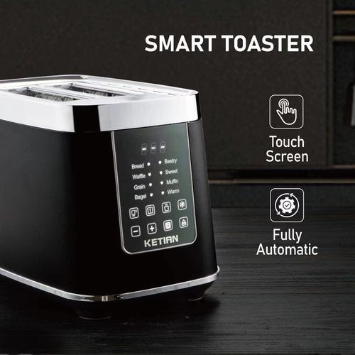 KETIAN Touchscreen 2-Slice Toaster - Automatic Electric Digital Design with 7 Browning Settings & 1400W Power