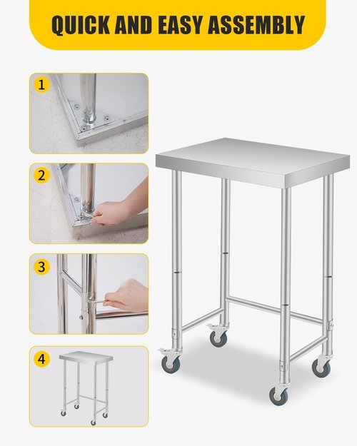 16X24x35 Inch Stainless Steel Table, NSF Heavy Duty Worktable with Open Base, Rust-Resistant Utility Prep Table for Kitchen, Restaurant, Garage, Indoor/Outdoor