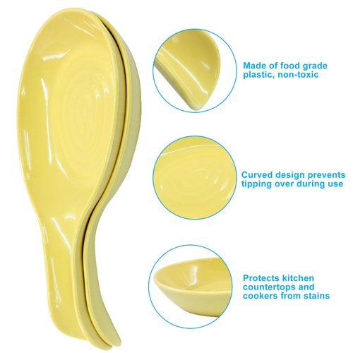 Cionyce Yellow Plastic Spoon Rest Set, Serving Spoon holder for Stove Top, Kitchen Utensil Rack for Tongs, Spatulas(4Pcs)