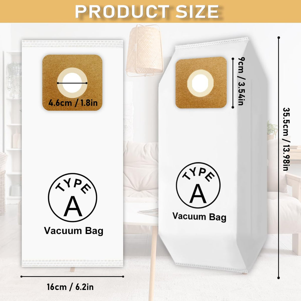 Type A Vacuum Bags for Riccar; HEPA Bags for Simplicity Type A, S20EZM, 5000, 6000 Series, S20E, S20SC, SAH-6 Uprights; Part # SAH-6, RAH-6, 6 Pack