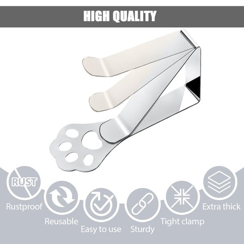 CUNGLIN Tablecloth Clips for Outdoor Thick Tables 10 Pack, Claw Picnic Table Cloth Holder Clip Indoor, Heavy Duty Stainless Steel Cover Clamp for Party Wedding Home Restaurant Camping Accessories