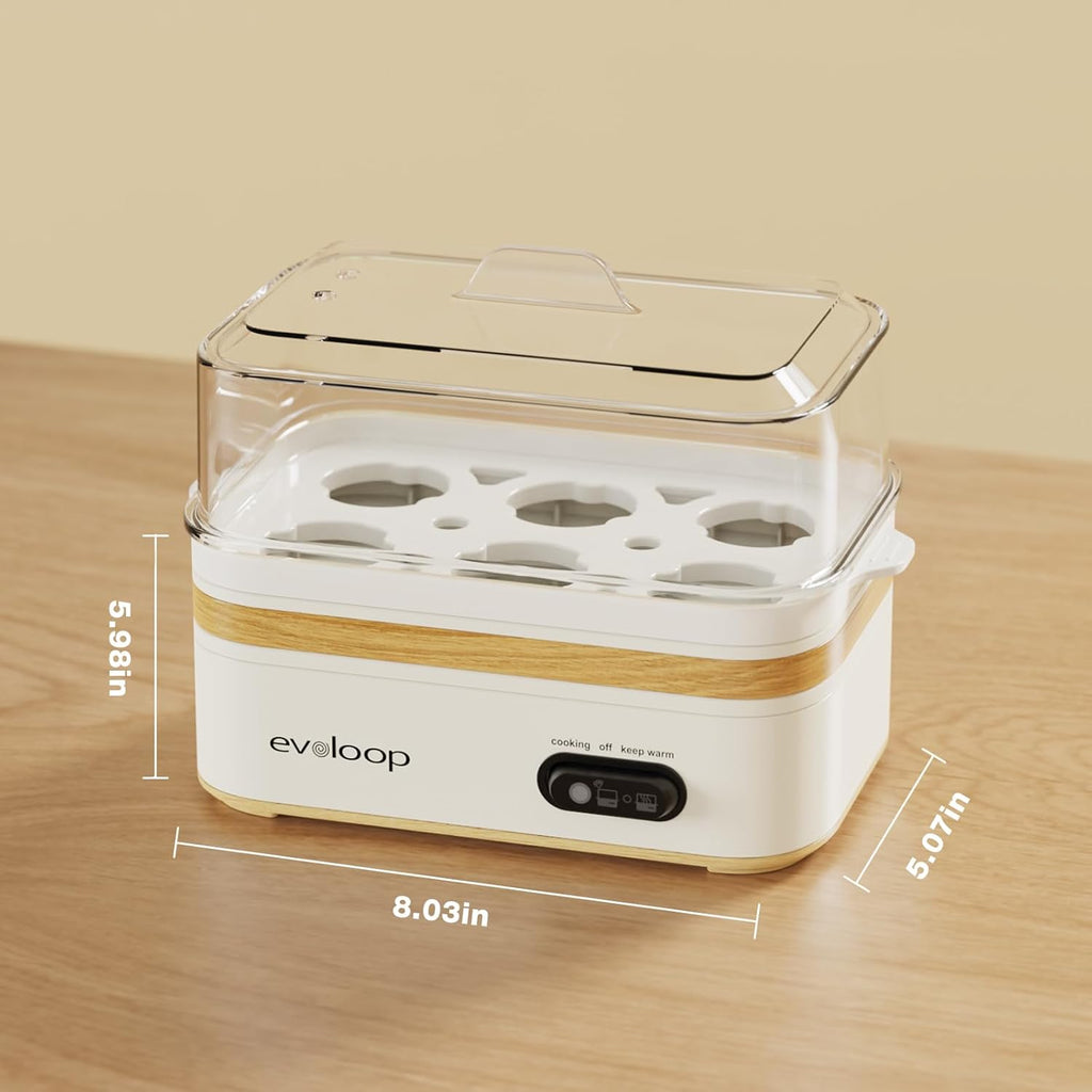 Rapid Egg Cooker - Electric 6-Egg Capacity | Soft, Medium, Hard Boiled & Poached Eggs, Auto Shut-Off, BPA Free - White
