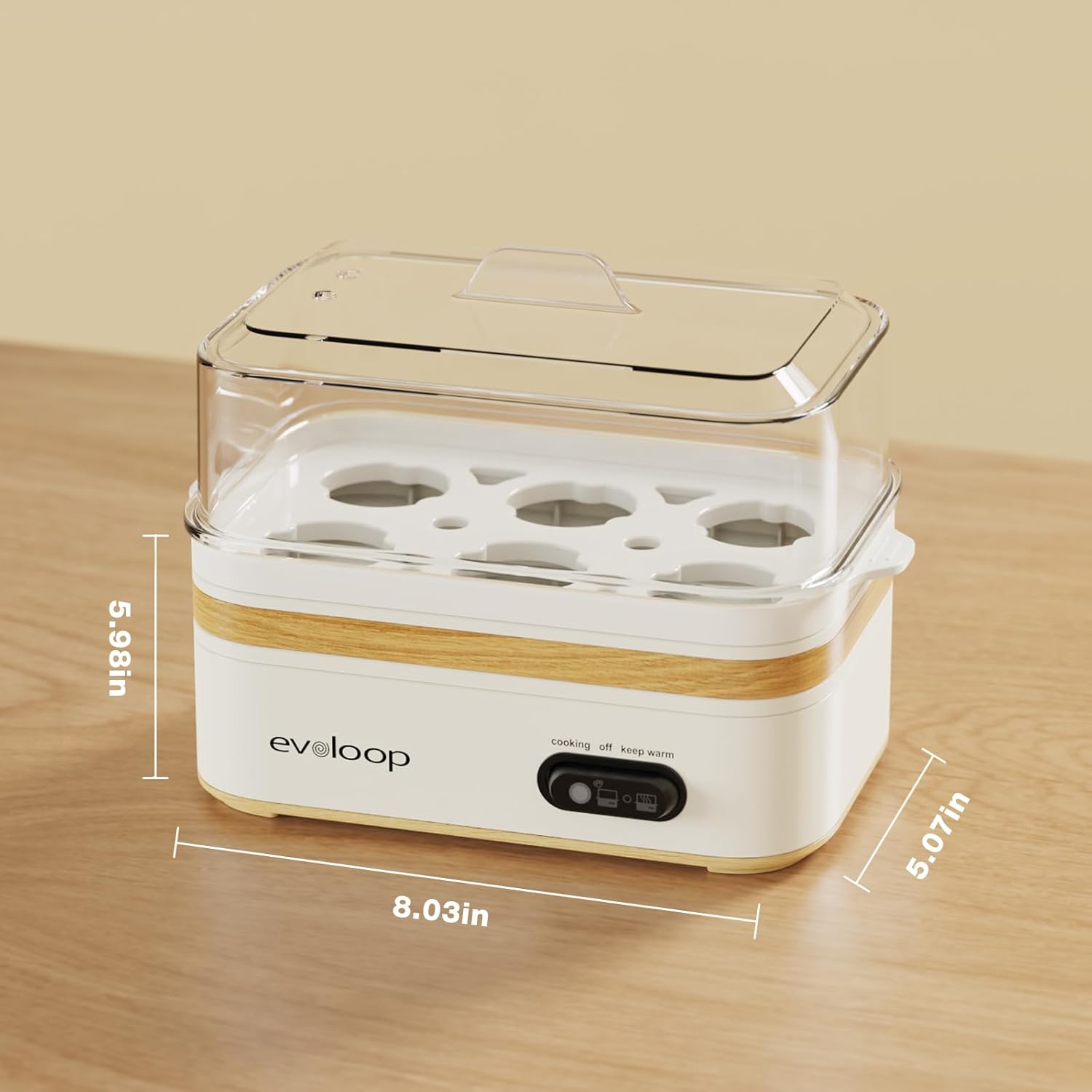 Rapid Egg Cooker - Electric 6-Egg Capacity | Soft, Medium, Hard Boiled & Poached Eggs, Auto Shut-Off, BPA Free - White