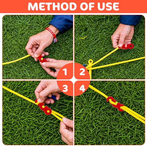 30 Pcs Guyline Tensioner Aluminum Alloy Guy Line Tensioners, Tent Rope Adjusters, Ultralight Cam Jam Cord Tighteners Paracord Tensioner for Outdoor Camping Hiking Backpacking Accessories (Red)